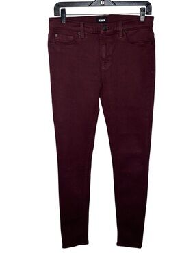 Hudson Nico Mid-Rise Super Skinny Jeans Deep Burgundy Size 29 Polished Edgy